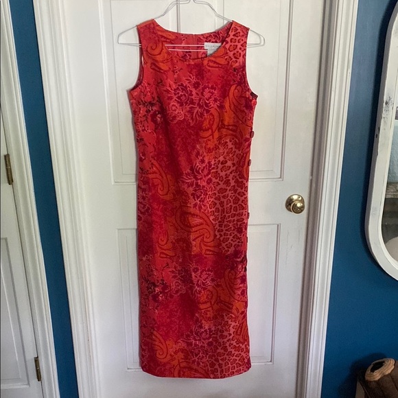 White Stag Red and Orange Patterned Midi Dress - Picture 1 of 4